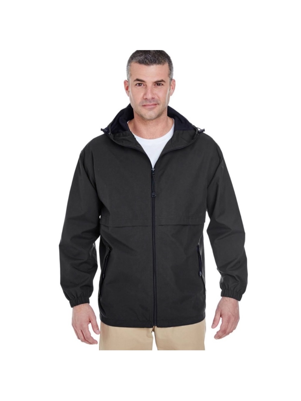 Ultra Club Black Hooded Windbreaker Jacket size large